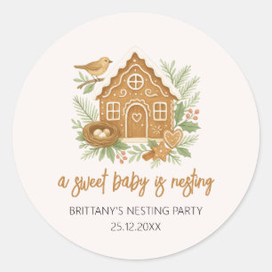 Sticker Rond Baby shower de nidification hivernale du pain d'ép