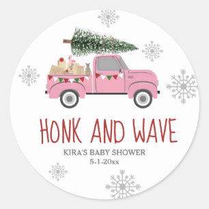 Sticker Rond Baby shower de Noël Honk & Wave