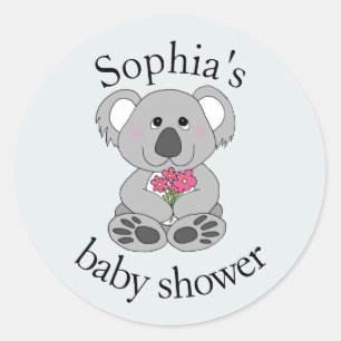 Sticker Rond Baby shower de nom de l'ours de Cute Koala
