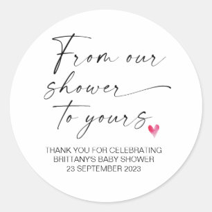 Sticker Rond Baby shower de notre douche à votre fête Favoriser