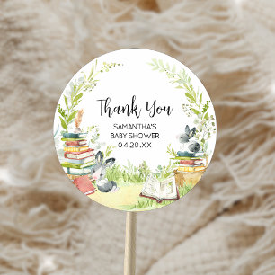 Sticker Rond Baby shower de nouveau chapitre Storybook