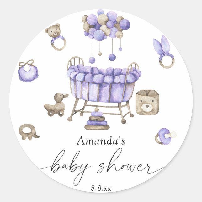 Sticker Rond Baby shower de nurserie mixte (Devant)