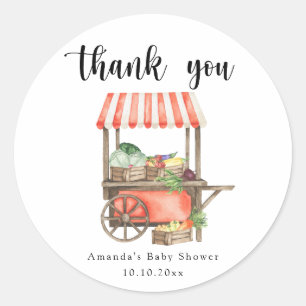 Sticker Rond Baby shower de panier de marché pour bébés cultivé