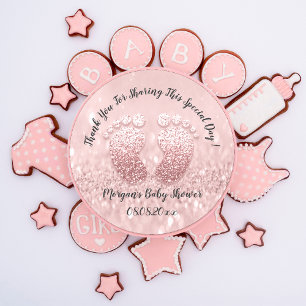 Sticker Rond Baby shower de Parties scintillant floue Favoriser