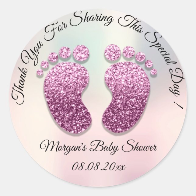Sticker Rond Baby shower de Parties scintillant Ombre Favoriser (Devant)