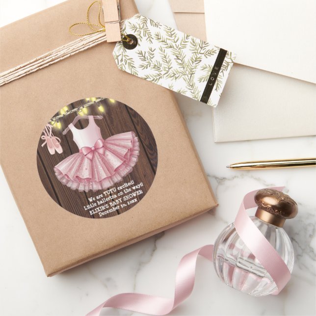 Sticker Rond Baby shower de Parties scintillant Rustique Little (Cadeaux)