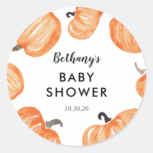 Sticker Rond Baby shower de patchs citrouille (Devant)