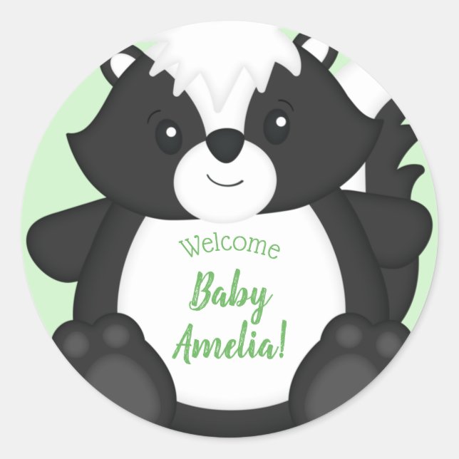 Sticker Rond Baby shower de peau Animaux boisés (Devant)