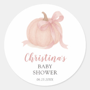 Sticker Rond Baby shower de petite Citrouille automnale fille