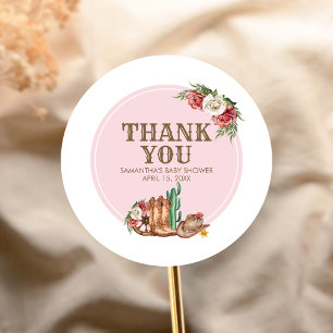 Sticker Rond Baby Shower de petite cowgirl