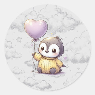 Sticker Rond Baby shower de pingouin