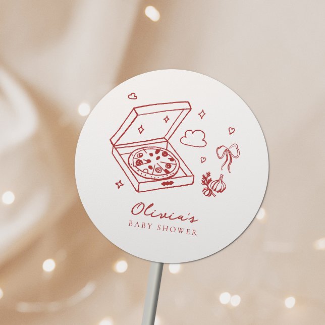 Sticker Rond Baby shower de pizza pour bébés Slice Slice (Créateur téléchargé)