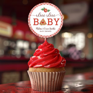 Sticker Rond Baby shower de pizza pour bébés Slice Slice