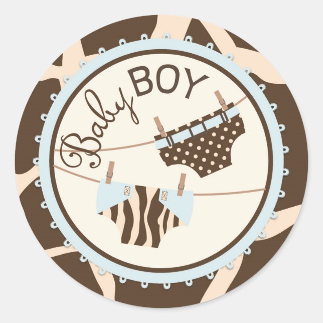 Sticker Rond Baby shower de Poster de animal de  de couche Étiq (Devant)