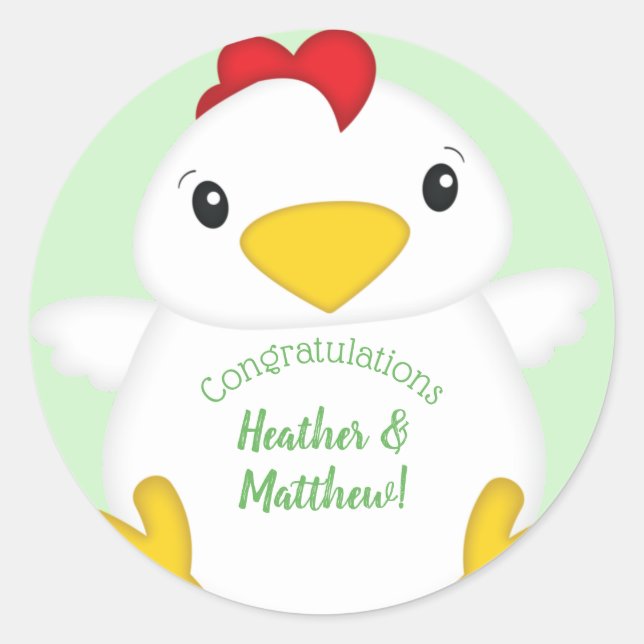Sticker Rond Baby shower de poulet (Devant)