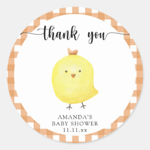 Sticker Rond Baby shower de poulet mignon merci