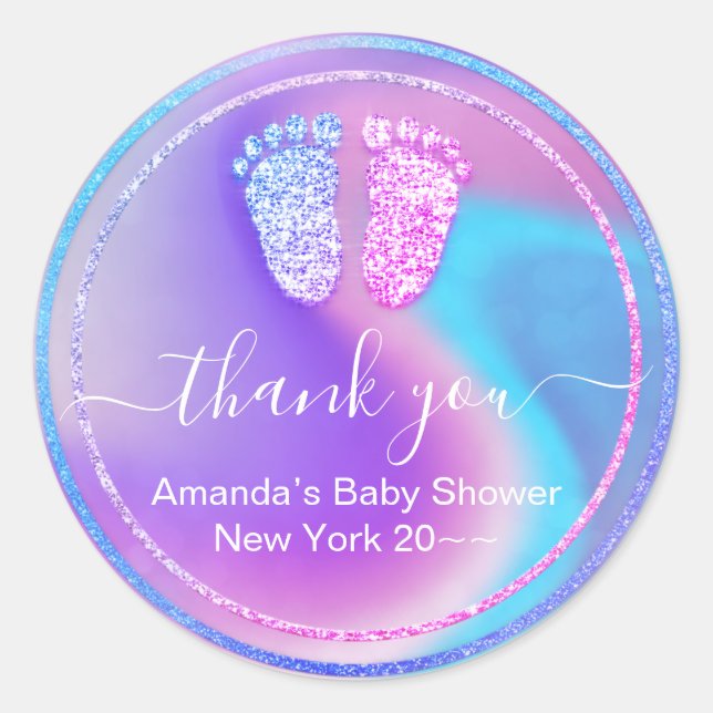 Sticker Rond Baby shower de renouveau du genre Parties scintill (Devant)