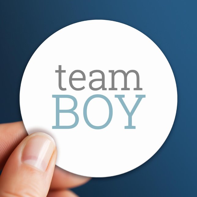 Sticker Rond Baby shower de révélation de genre - Team Blue Boy (Custom Sticker)