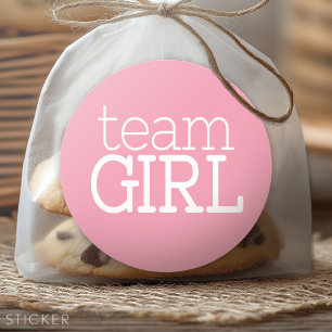Sticker Rond Baby shower de révélation de genre - Team Pink Gir