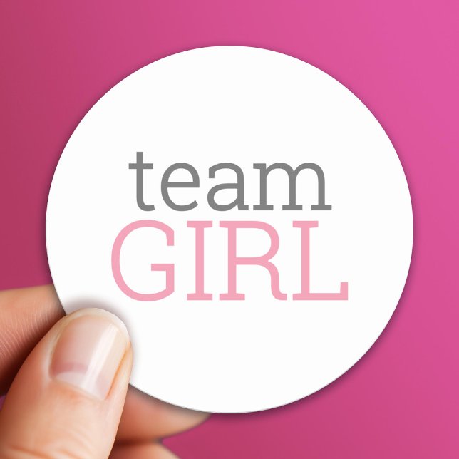 Sticker Rond Baby shower de révélation de genre - Team Pink Gir (Custom Sticker)