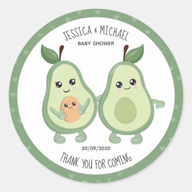 Sticker Rond Baby shower de Saint-Guacamole d'Avocado (Devant)