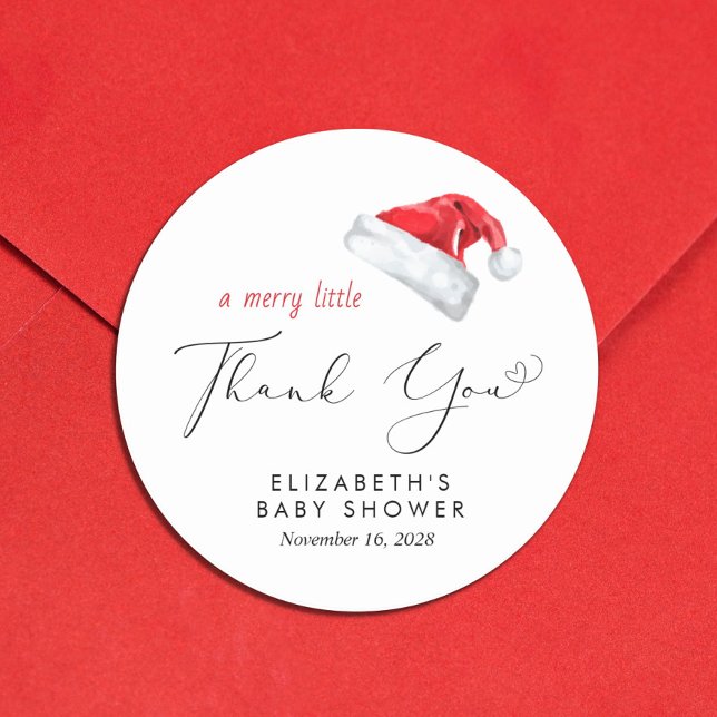 Sticker Rond Baby shower de Santa Hat Merci (Créateur téléchargé)