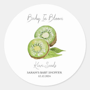 Sticker Rond Baby shower de semences Baby In Bloom l Kiwi