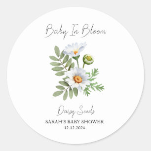 Sticker Rond Baby shower de semences de bébé en fleur l marguer