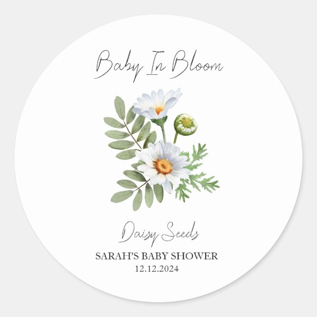 Sticker Rond Baby shower de semences de bébé en fleur l marguer (Devant)