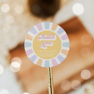 Sticker Rond Baby shower De Soleil Ici Le Soleil Favore