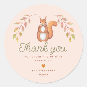 Sticker Rond Baby shower de thème de chute symétrique aquarelle