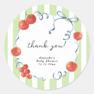 Sticker Rond Baby shower de tomate aquarelle merci