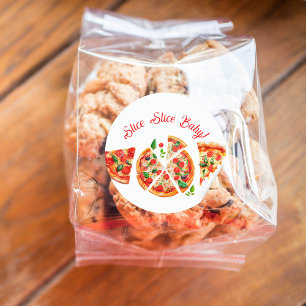 Sticker Rond Baby shower de tranche de pizza italienne moderne