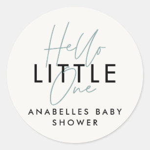 Sticker Rond Baby shower de typographie moderne bonjour petit u