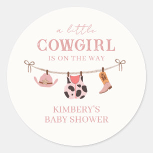 Sticker Rond Baby shower de vachette de marque Boho rose