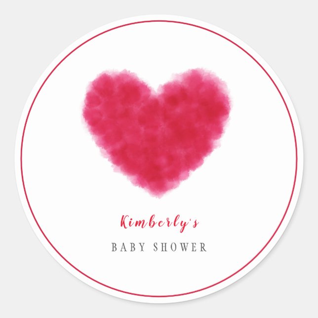 Sticker Rond Baby shower de Valentines à cadre doux (Devant)