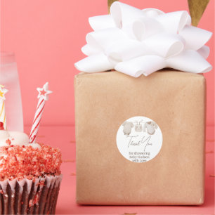 Sticker Rond Baby shower de vêtements de bébé beige