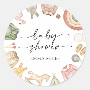 Sticker Rond Baby shower de vêtements pour filles