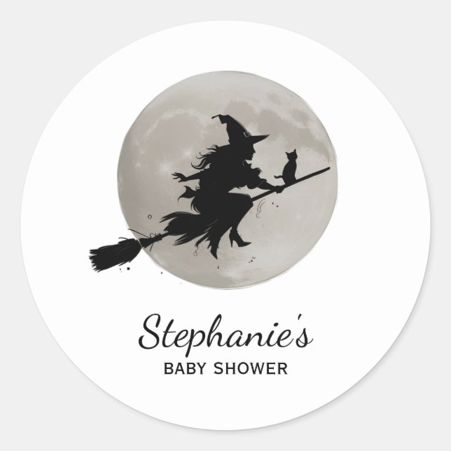 Sticker Rond Baby shower de vol Halloween Witch (Devant)