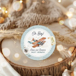 Sticker Rond Baby shower de voyage pour garçon d'avion vintage<br><div class="desc">Aviation Adventure Collection ! Capture l'essence de l'aventure et de la nostalgie avec cette collection de baby showers d'avion vintage d'aviation. Créez un look cohésif avec décoration coordonnée,  vaisselle et accessoires.</div>