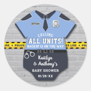 Sticker Rond Baby shower des agents de police