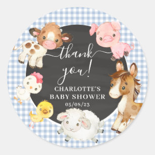 Sticker Rond Baby shower des animaux de ferme