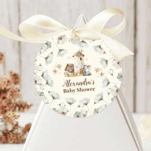 Sticker Rond Baby shower des animaux de ferme