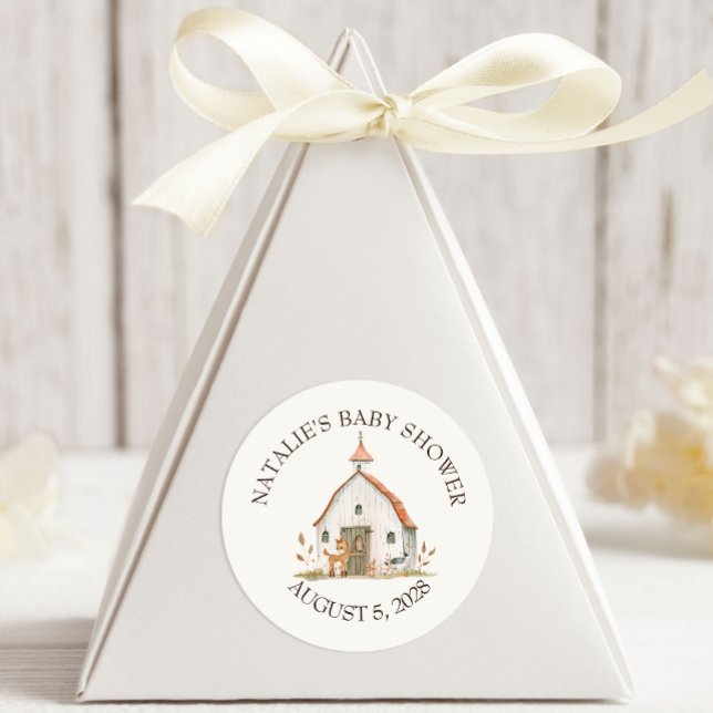 Sticker Rond Baby shower des animaux de petite ferme (Créateur téléchargé)