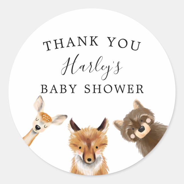 Sticker Rond Baby shower des bois Favoriser la neutralité des s (Devant)