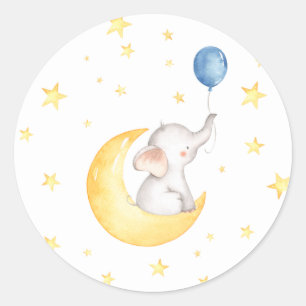Sticker Rond Baby shower des éléphants