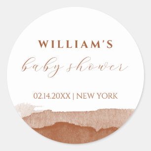 Sticker Rond Baby shower désert minimal Boho Terracotta Ombre