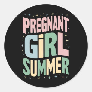 Sticker Rond Baby shower d'été de la grossesse révélateur de gr