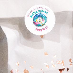 Sticker Rond Baby shower d'été Splish Splash Baby Bash Bienvenu