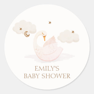 Sticker Rond Baby shower d'étoile moon simple Princess Swan